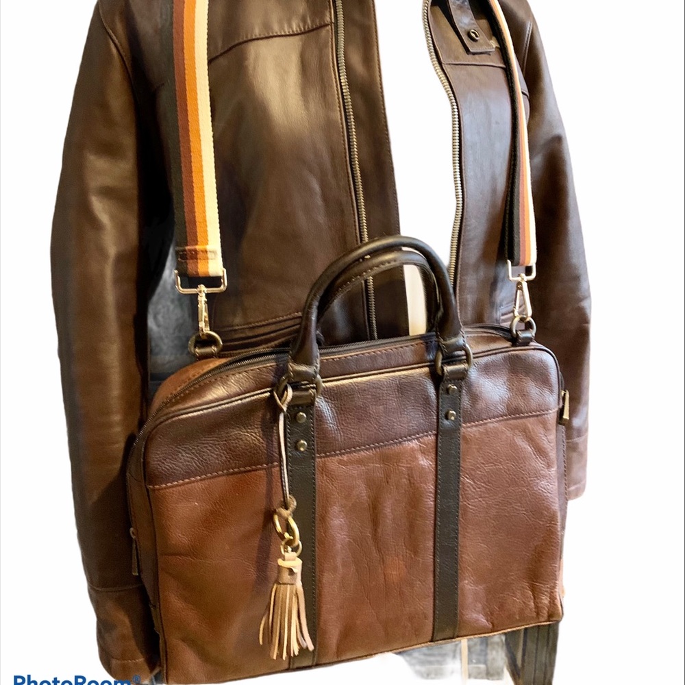 FOSSIL leather laptop messenger bag